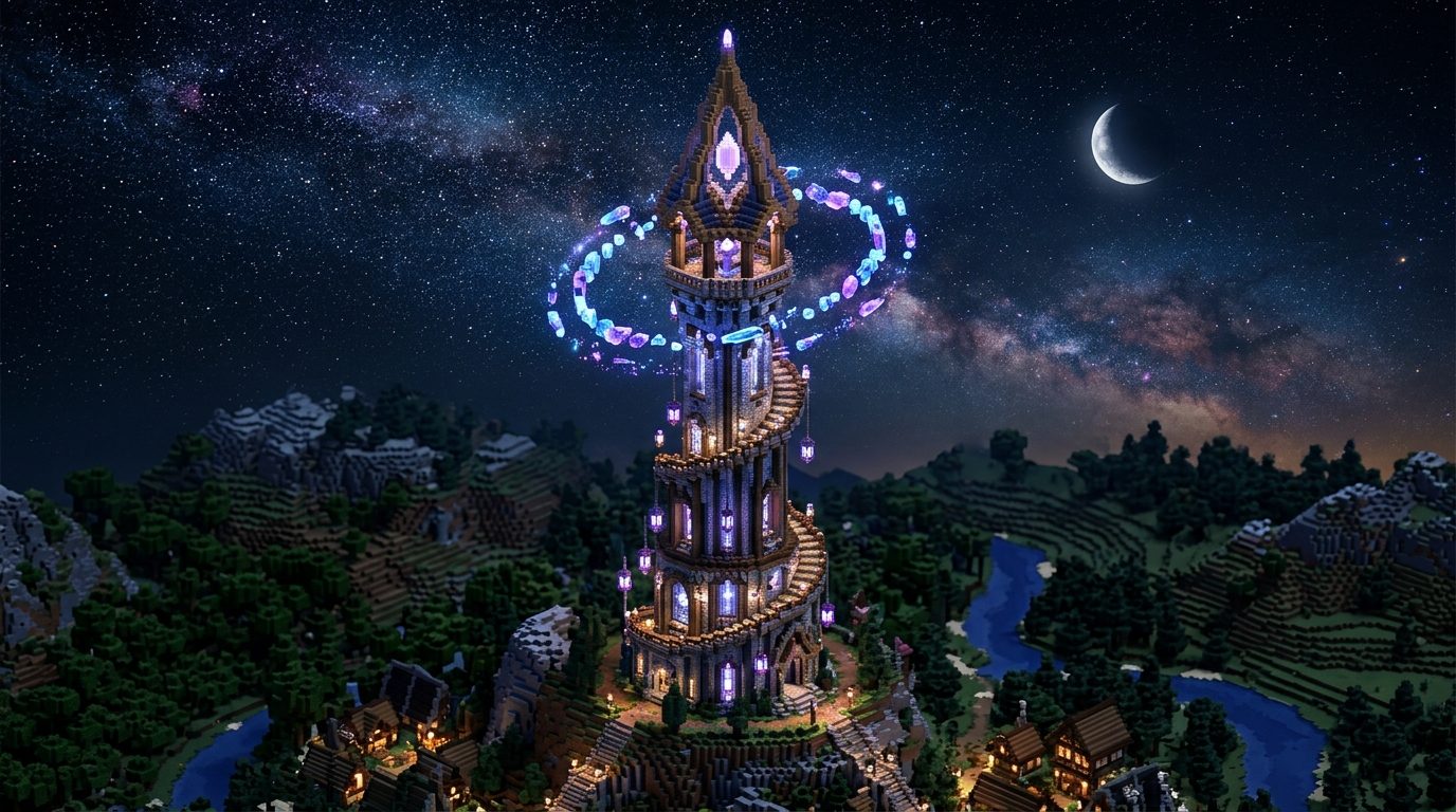 Minecraft : Comment réussir l&rsquo;architecture d&rsquo;une tour de mage fantastique