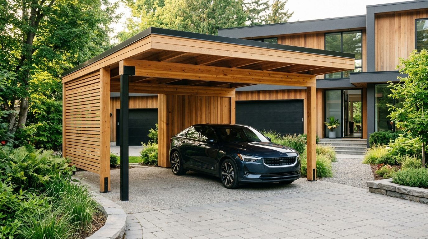 Pourquoi le carport en bois s&rsquo;impose pour abriter votre véhicule